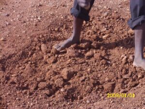 Pit excavated and soil samples