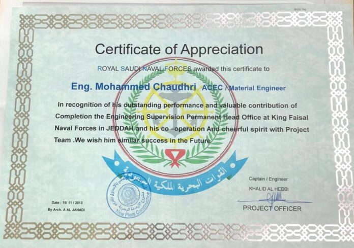 certificate of Apriciation